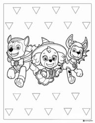 Three Paw Patrol Pups in Halloween Costumes Coloring Sheet
