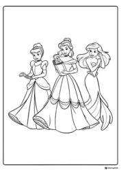 Three Princesses Coloring Sheet including Belle and Ariel