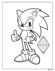 Thumbs Up Sonic Coloring Sheet with Floating Gem