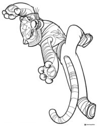 Tigress Kung Fu Panda Coloring Page leaping through air