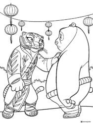 Tigress comforting Po coloring sheet