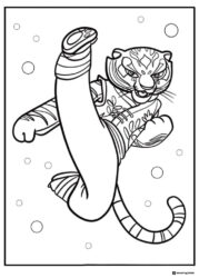 Tigress with a high kick coloring page