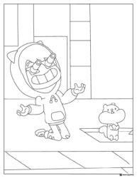 Toca Boca character with goggles and a squirrel coloring page