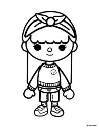 Toca Boca character with headband and sweater coloring page