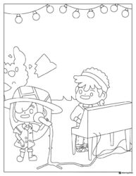 Toca Boca characters performing music on stage coloring page