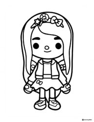 Toca Boca girl with long hair and headband coloring page