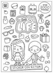 Toca Life Sticker Collection Coloring Page with many small items