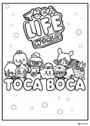 Toca Life World and Toca Boca characters coloring page