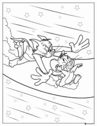 Tom and Jerry flying through stars coloring page
