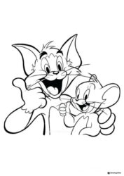 Tom and Jerry giving thumbs up coloring page