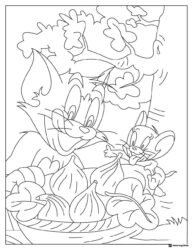 Tom and Jerry with a basket of figs coloring page