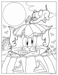 Tom as a pumpkin and Jerry coloring page