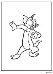 Tom mid stride with a happy expression coloring sheet