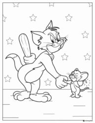 Tom shaking Jerrys hand stars background coloring page