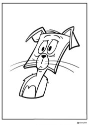 Tom with a box like head and sad eyes coloring page