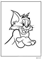 Tom with open hands and smiling coloring page