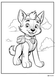 Tracker Coloring Page with Backpack and Emblem