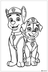 Tracker and Skye Coloring Page in Rescue Uniforms