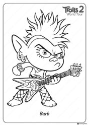 Trolls 2 Barb with guitar coloring sheet