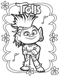 Trolls Barb in studded outfit with musical notes coloring