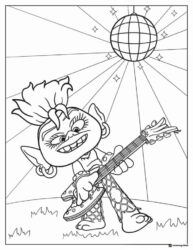 Trolls Barb playing guitar under disco ball coloring