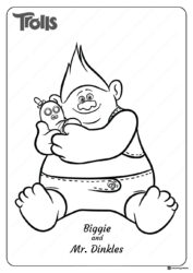 Trolls Biggie holding Mr. Dinkles coloring page