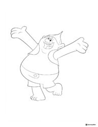Trolls Biggie with arms wide open coloring page