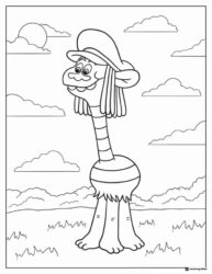 Trolls Cooper character in a field coloring page