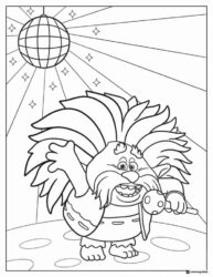 Trolls Gristle Sr. singing under a disco ball