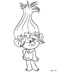 Trolls Poppy with hands on hips coloring sheet