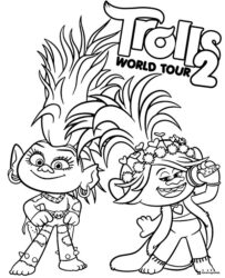 Trolls World Tour characters rock coloring sheet