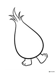 Trolls body outline with feet and hair coloring page