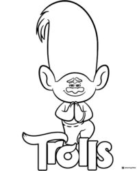 Trolls character doing yoga pose coloring page