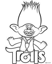 Trolls character jumping happily coloring page