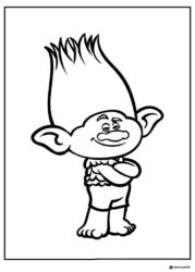 Trolls character with arms crossed smiling coloring