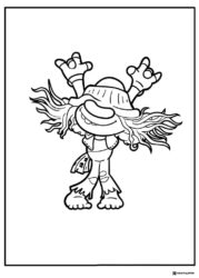 Trolls character with wild hair dancing coloring