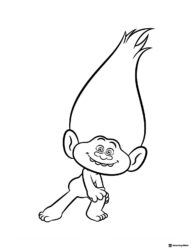 Trolls happy with hands on knees coloring page