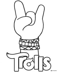 Trolls rock hand gesture with bracelets coloring