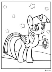 Twilight Sparkle holding scroll coloring page
