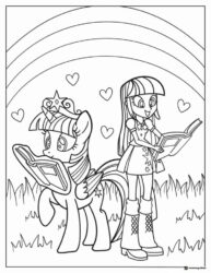 Twilight Sparkle reading Equestria Girls coloring