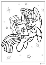 Twilight Sparkle reading book with stars coloring