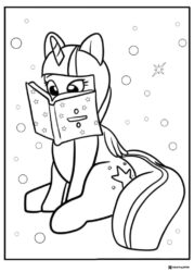Twilight Sparkle reading while sitting coloring