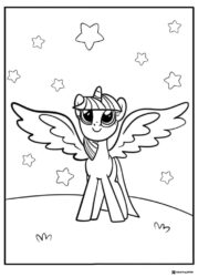 Twilight Sparkle with wings and stars coloring