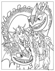 Twins with Zippleback dragon coloring page