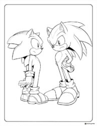 Two Sonics Confronting Coloring Page
