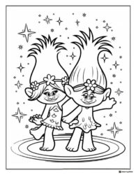 Two Trolls dancing with stars coloring page
