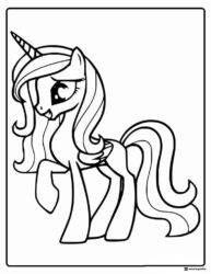 Unicorn pony with long mane coloring page