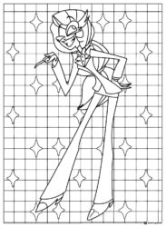 Valentino Coloring Page with Grid Background