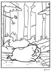 Waddles the Pig Coloring Page in the forest