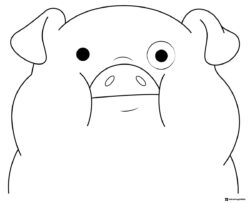 Waddles the pigs face close up coloring page
